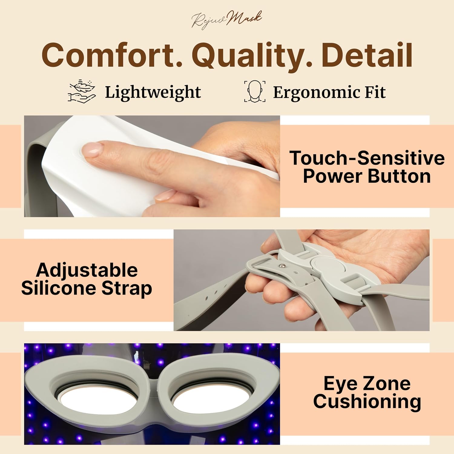 RAYTONE ReGen LUXIR LED Light Therapy Mask – 3-Color PDT Skin Rejuvenation