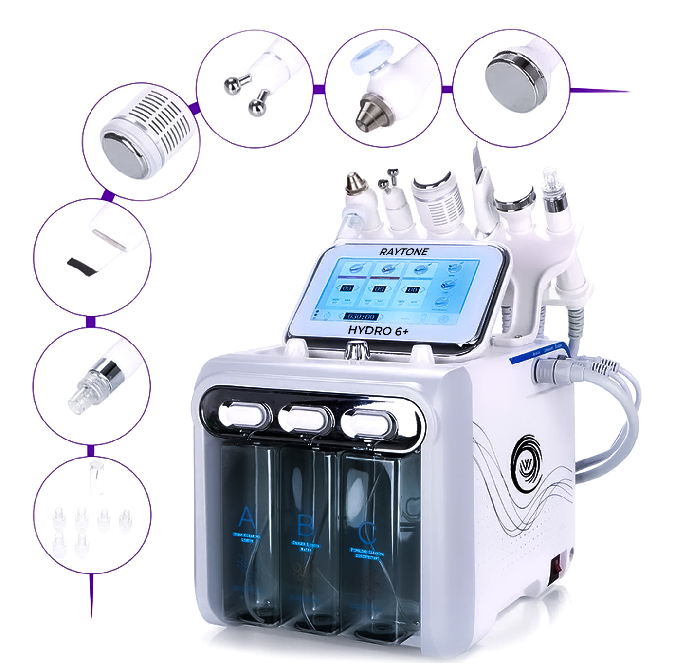 RAYTONE HYDRO 6 PLUS – Professional Compact & Portable 6-in-1 Hydrodermabrasion Facial System