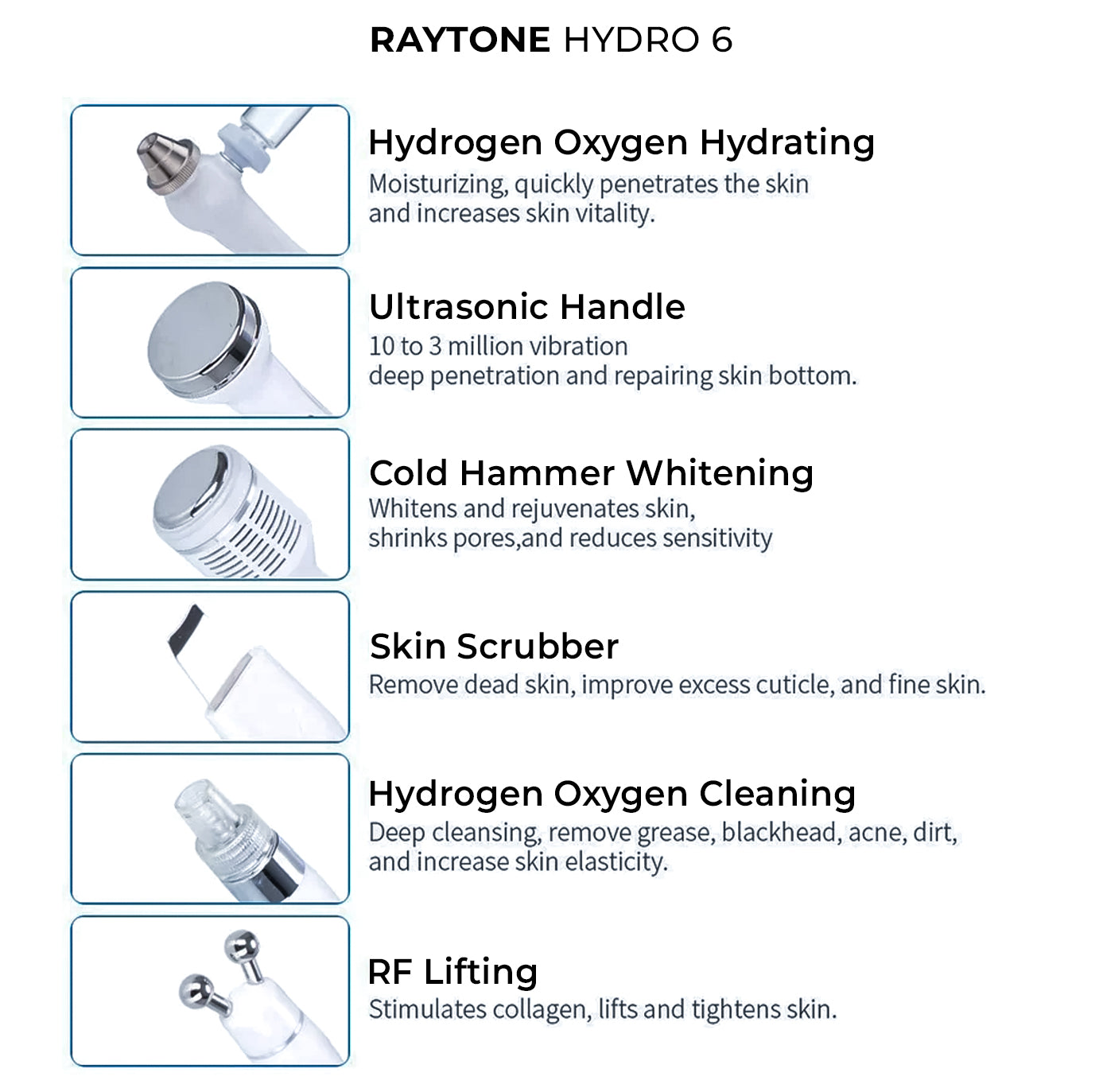 RAYTONE HYDRO 6 PLUS – Professional Compact & Portable 6-in-1 Hydrodermabrasion Facial System