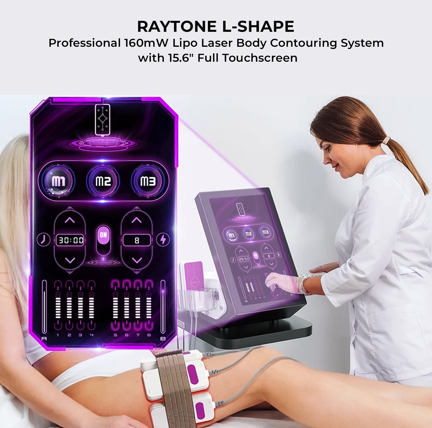 RAYTONE L-SHAPE – Premium Professional 160mW Lipo Laser Body Contouring System with 15.6" Full Touchscreen