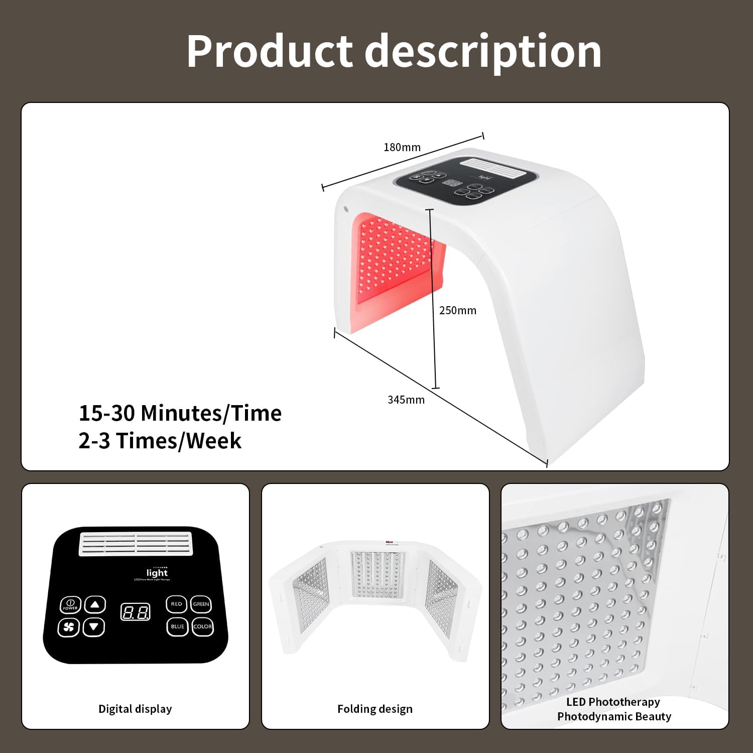 RAYTONE LUMIN | Dispositivo PDT de Luz LED de 7 Colores con Vaporizador de Agua Nano