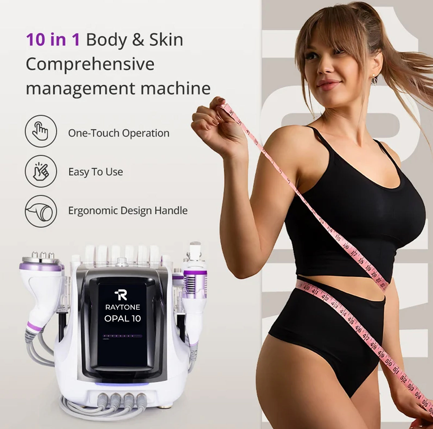RAYTONE OPAL 10 – Professional 10-in-1 40KHZ Ultrasonic Cavitation Body Contouring System