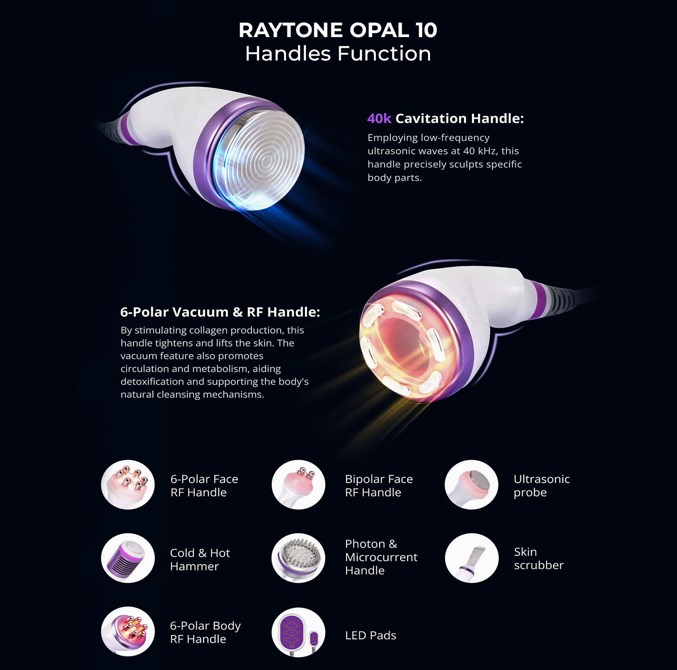 RAYTONE OPAL 10 – Professional 10-in-1 40KHZ Ultrasonic Cavitation Body Contouring System
