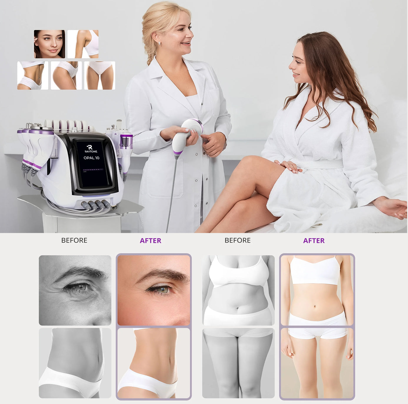 RAYTONE OPAL 10 – Professional 10-in-1 40KHZ Ultrasonic Cavitation Body Contouring System