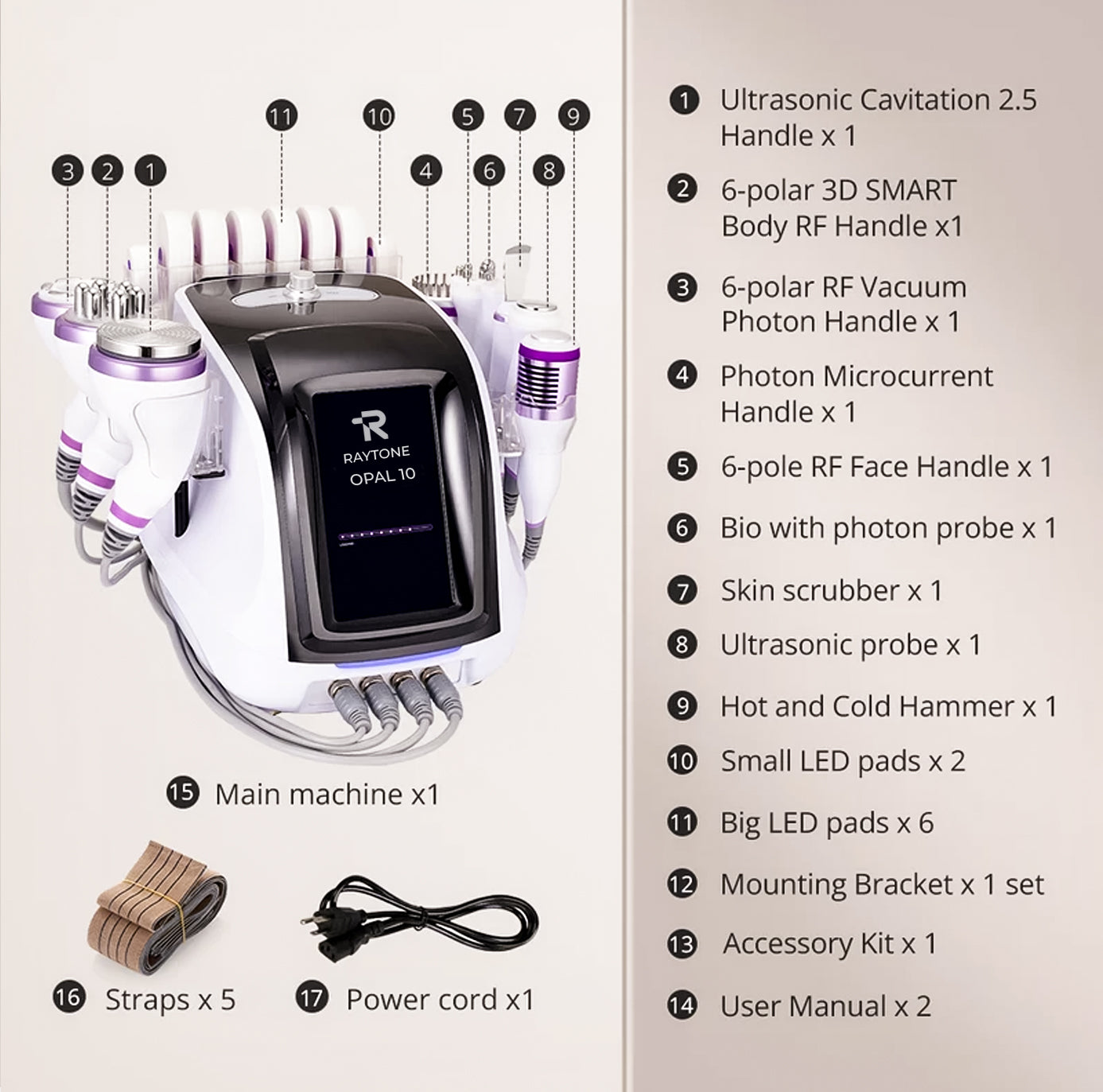 RAYTONE OPAL 10 – Professional 10-in-1 40KHZ Ultrasonic Cavitation Body Contouring System